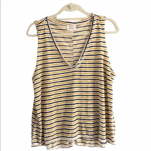 Project Social T Sleeveless Striped V-neck Tank Top Size Large - Picture 1 of 5